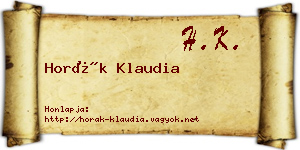 Horák Klaudia névjegykártya