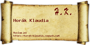 Horák Klaudia névjegykártya
